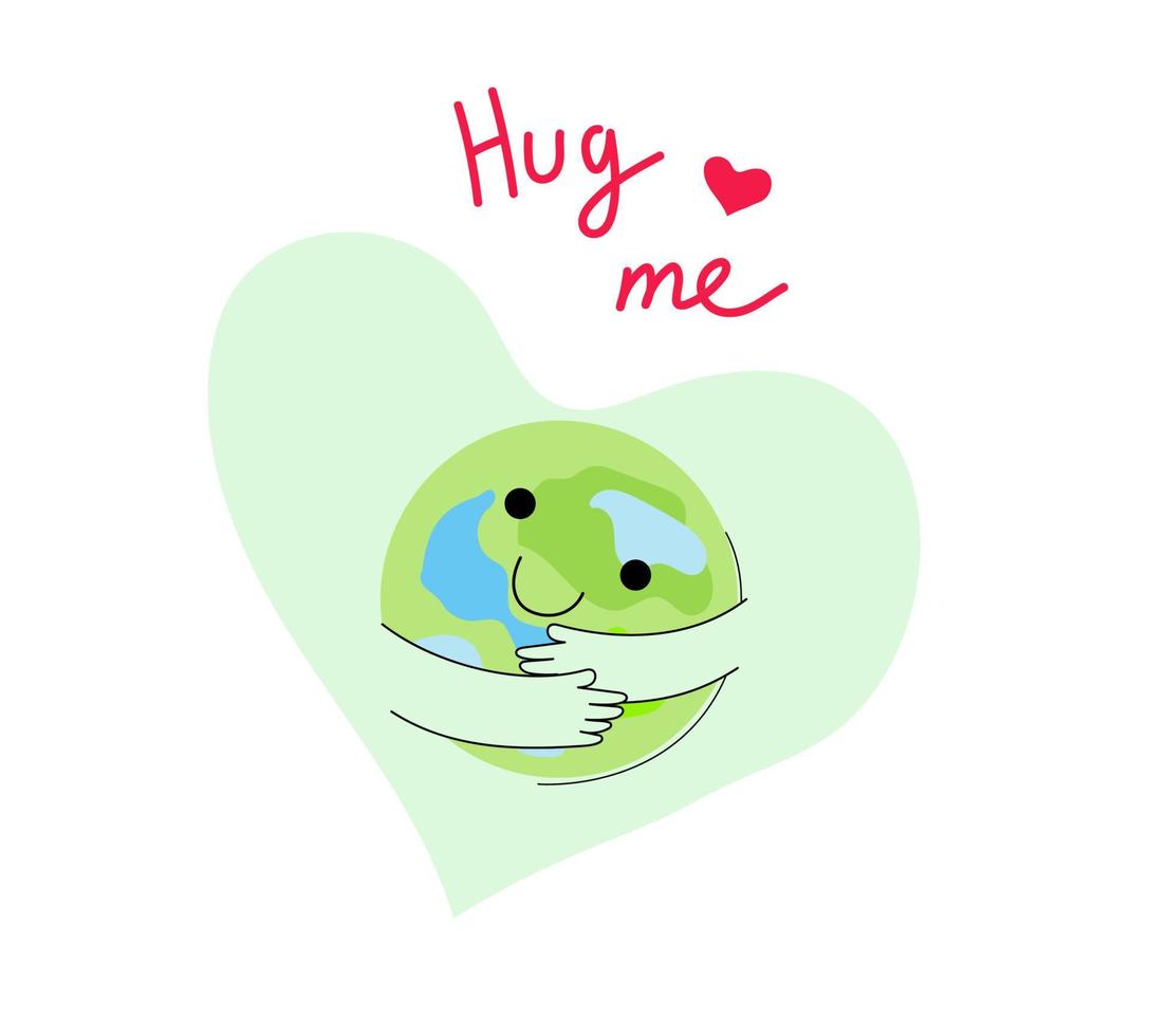 Social media horizontal banner template for World hugging day. Funny planet  character. Vector flat cartoon doodle. 14830420 Vector Art at Vecteezy