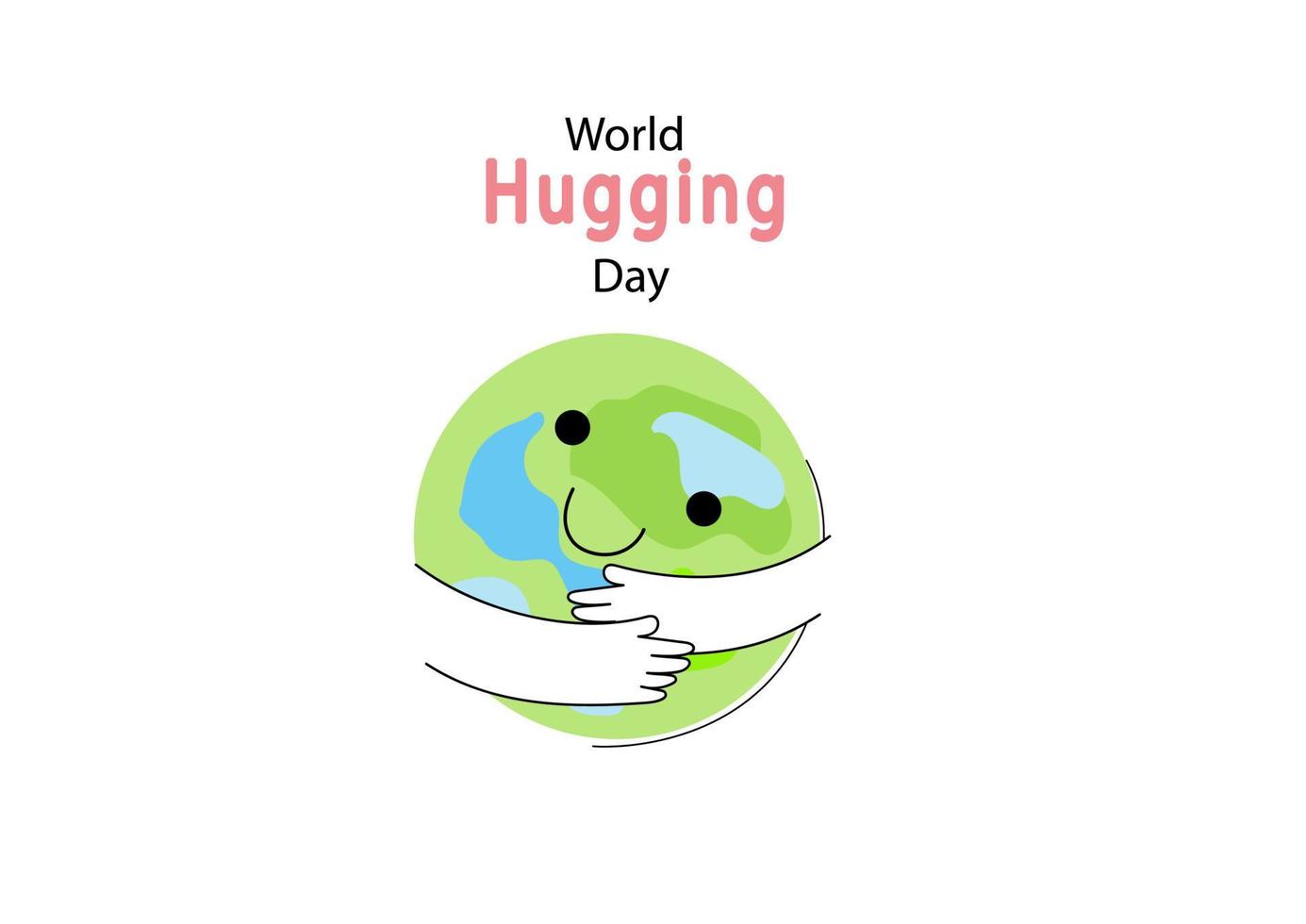 Social media horizontal banner template for World hugging  day. Funny planet character. Vector flat cartoon doodle.