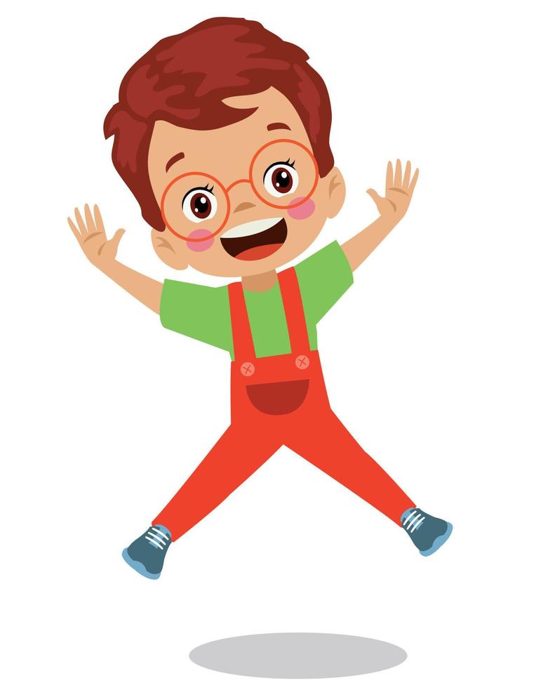 cute happy student jumping vector