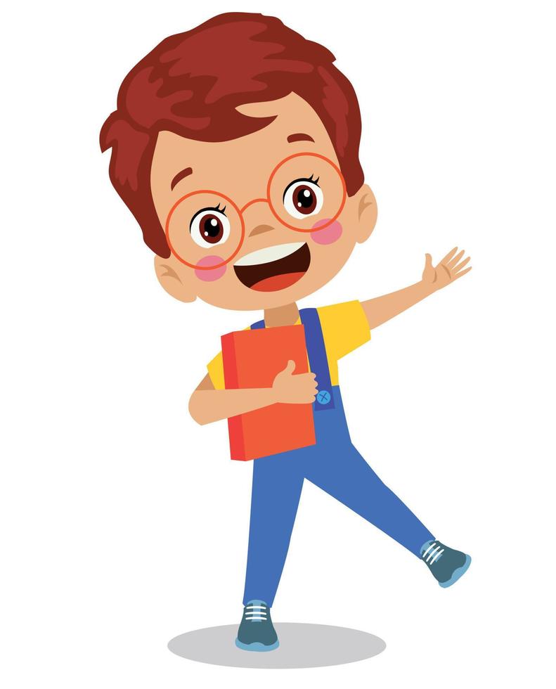 cute happy student jumping vector