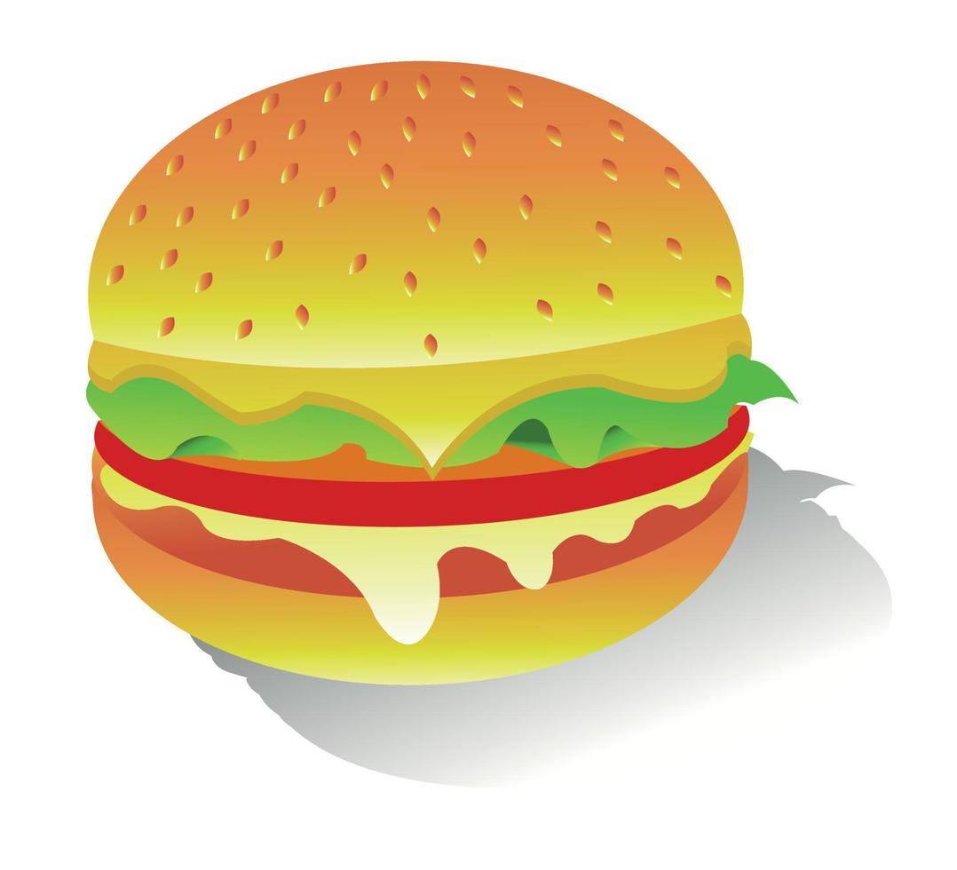 hamburger with cheese lettuce patties vector