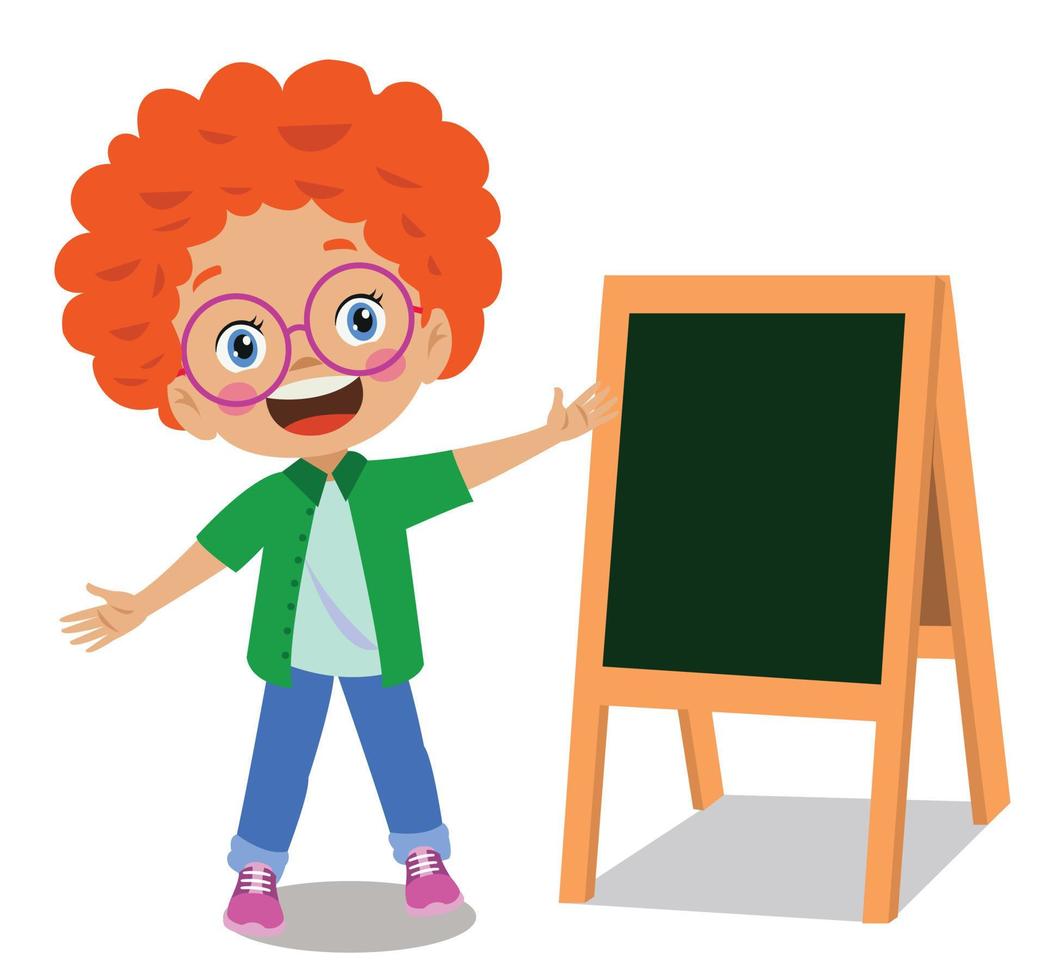 cute happy kids and chalkboard vector