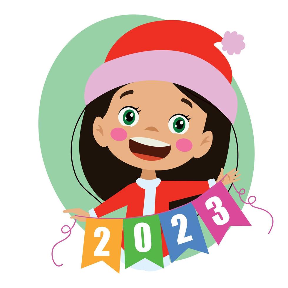 new year and happy kids vector