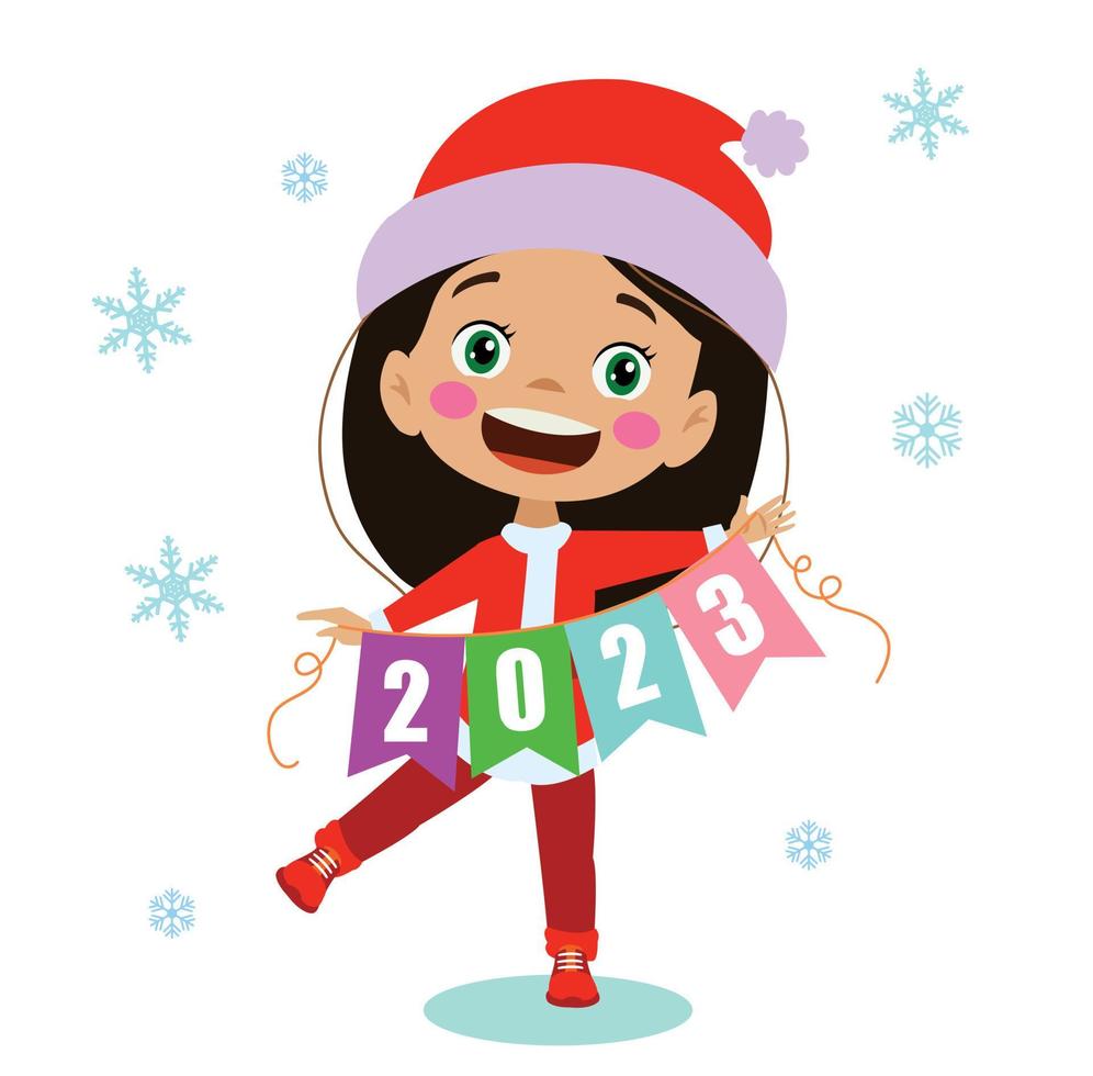 new year and happy kids vector
