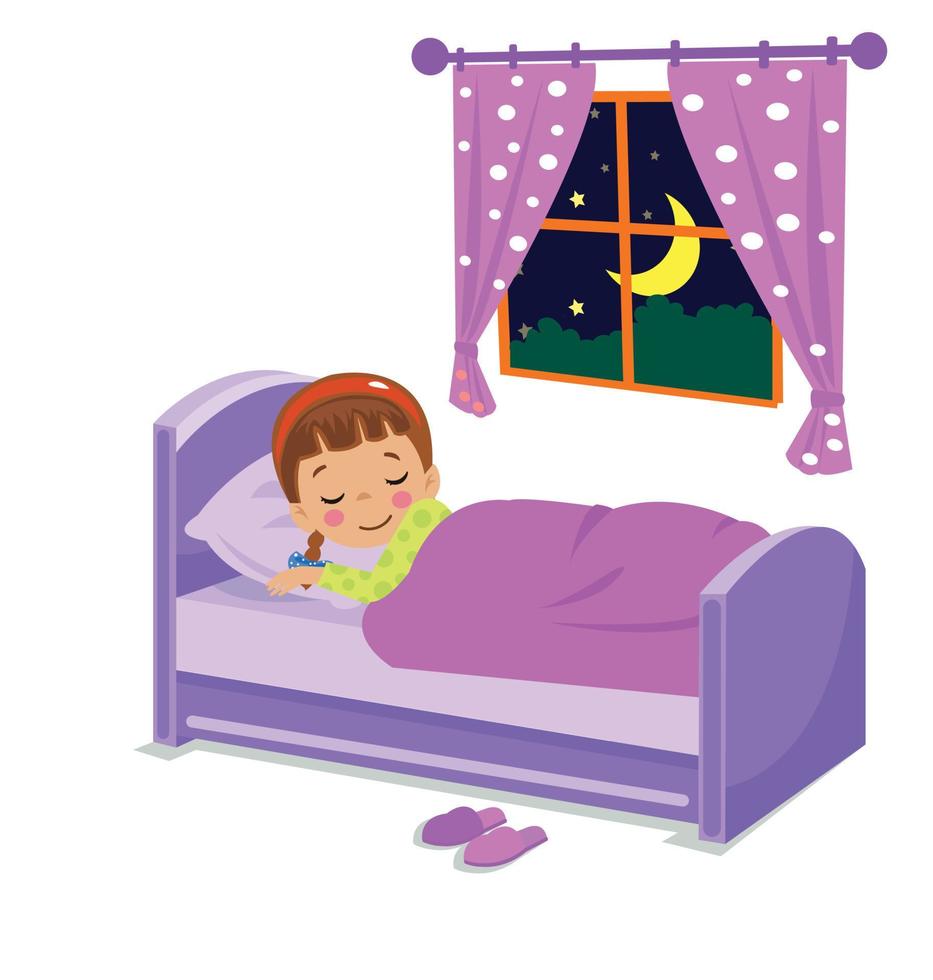 cute boy sleeping at night vector