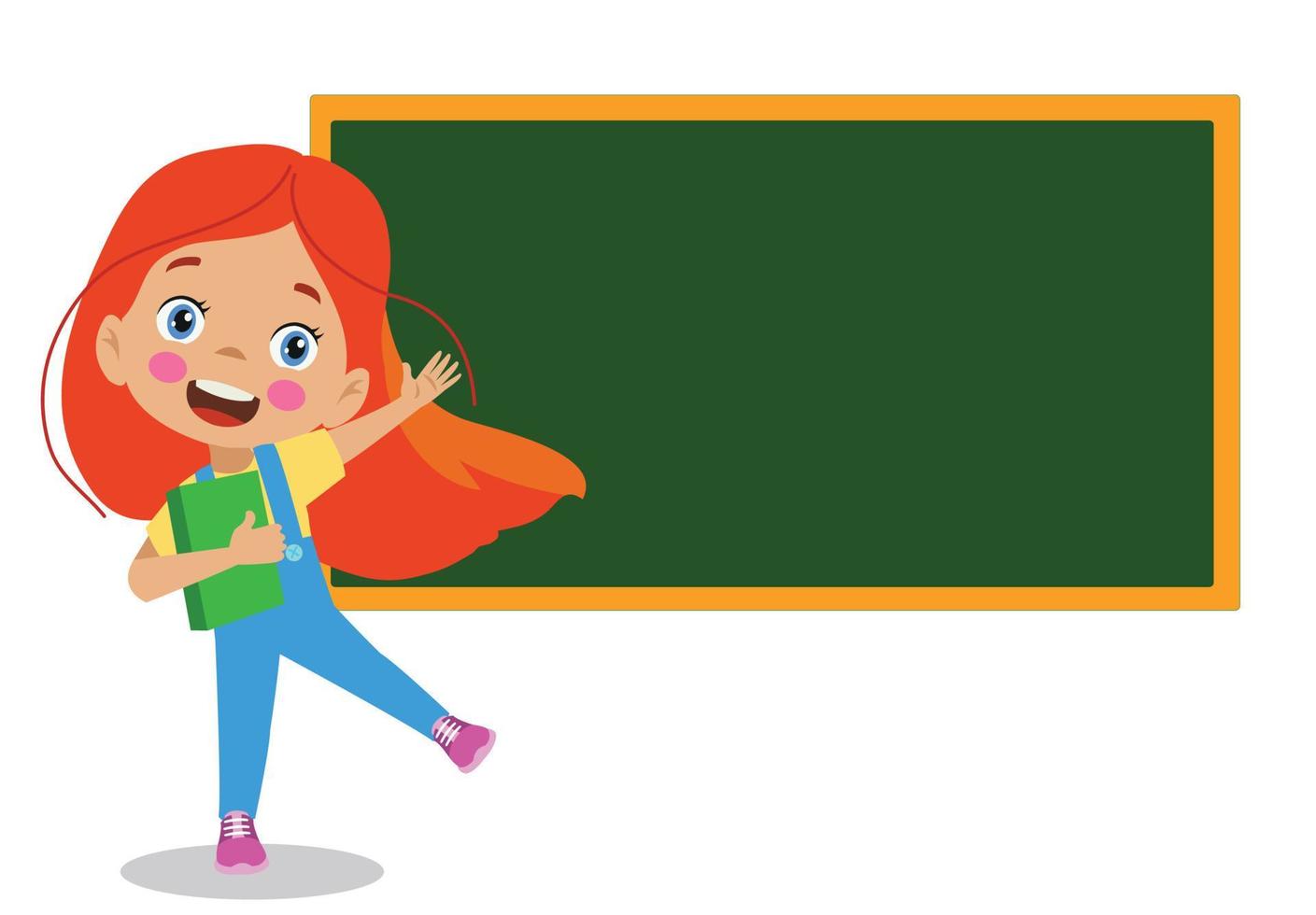 cute boy pointing at the classroom board vector