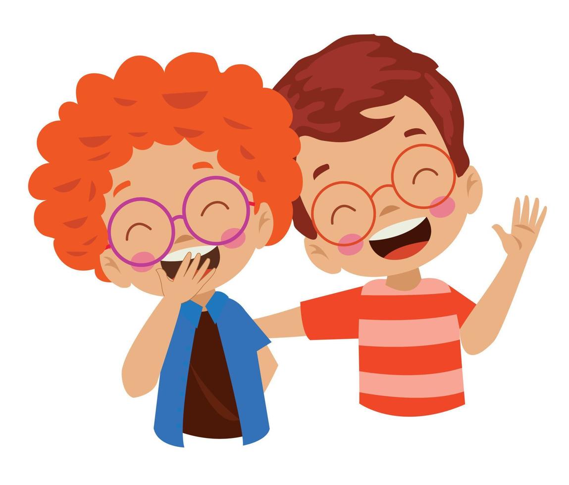 cute sincere happy friend kids vector