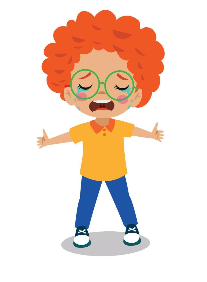 cute sad boy crying and tears vector