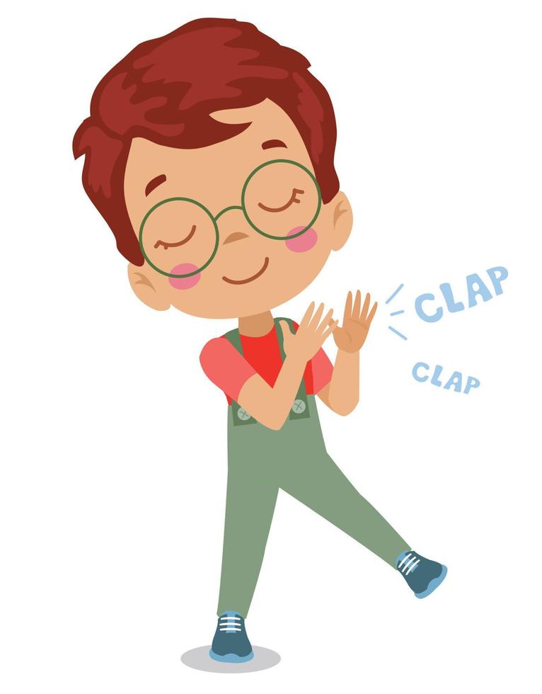 happy cute little boy clapping vector