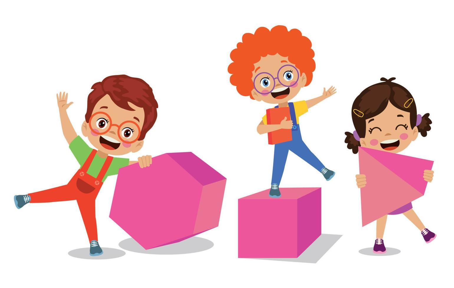square triangle pentagon and children vector