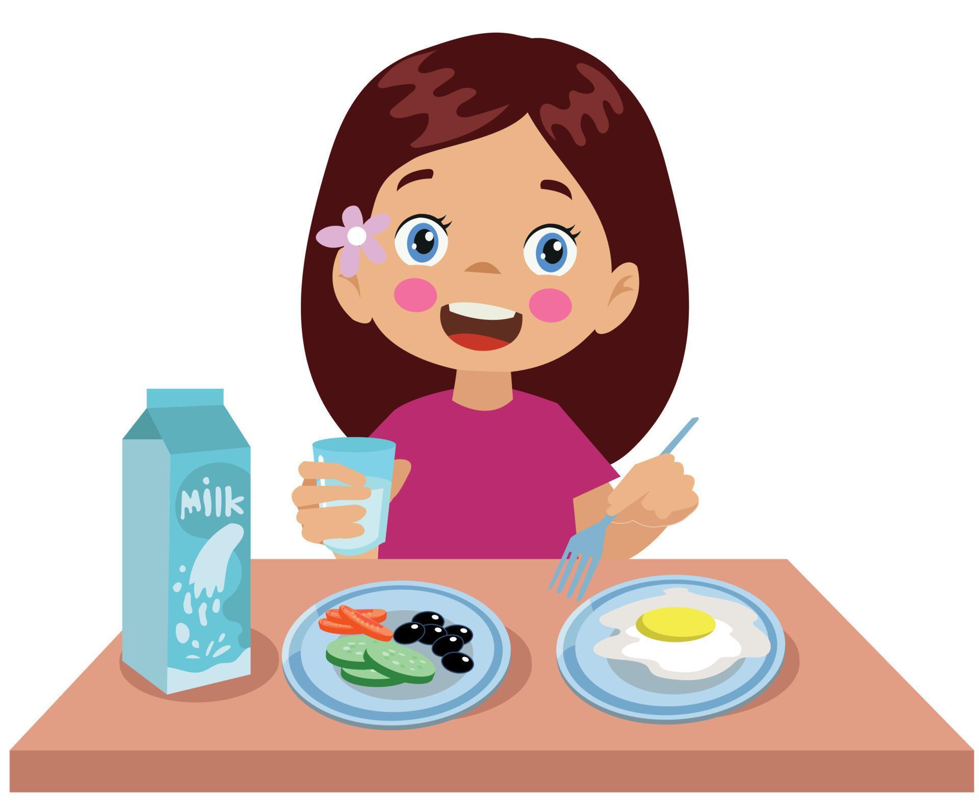 cute boy drinking milk for breakfast 14830836 Vector Art at Vecteezy