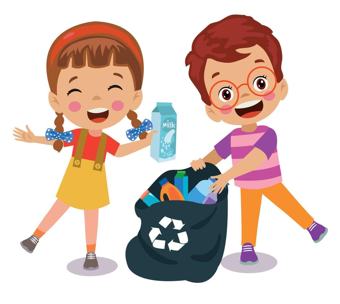 cute boy throwing trash in recycle bin 14830837 Vector Art at Vecteezy