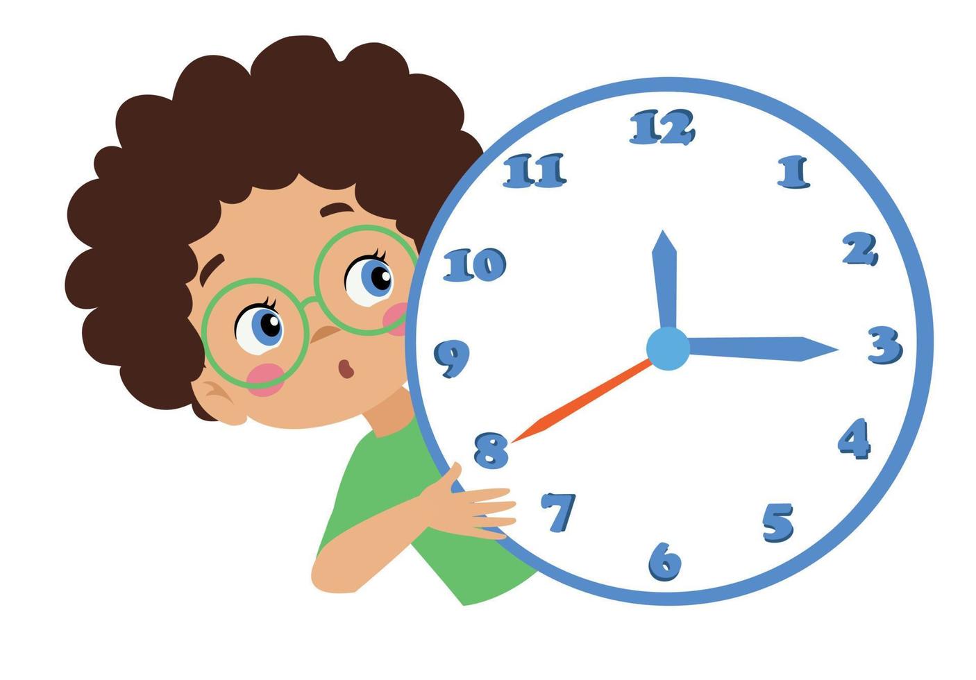 cute happy kids holding clock vector