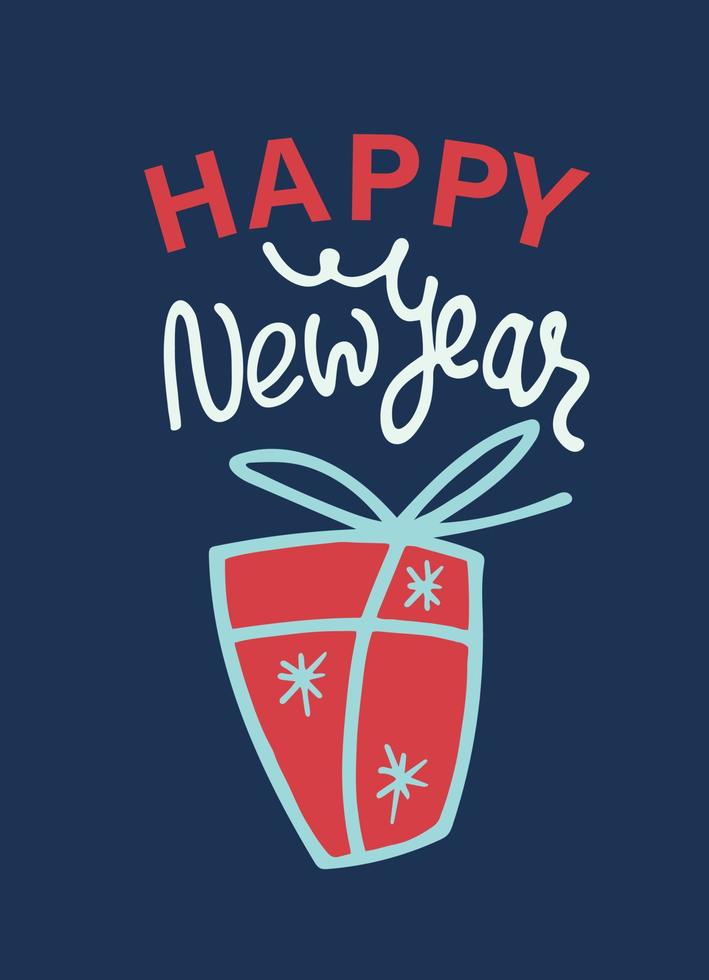 Card with hand lettered Merry Christmas and Happy New Year .Greeting card, flyer, invitation vector