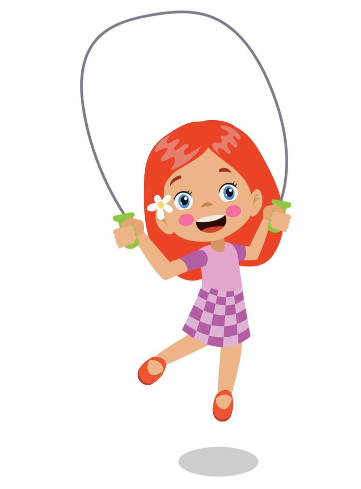 cute happy little boy jumping rope vector