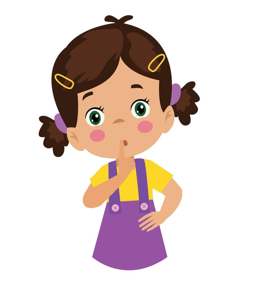 cute little girl making a hush sign vector