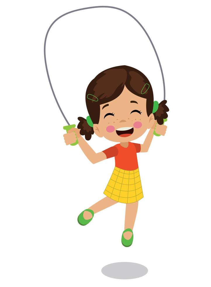 cute happy little boy jumping rope vector