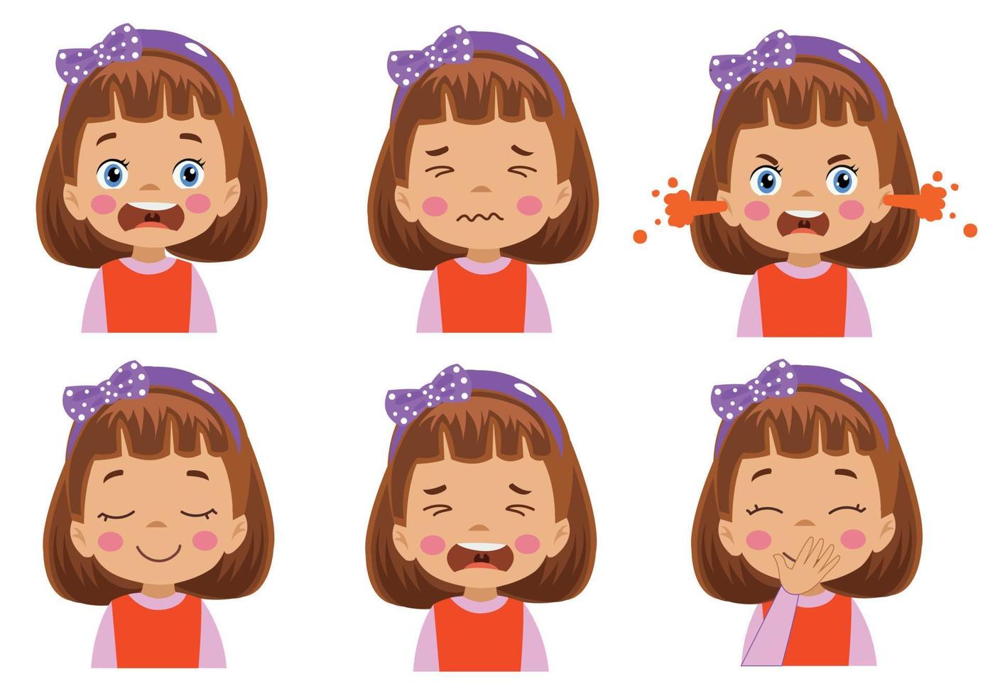 Conjunto de emoticonos emoji de expresión facial de niño lindo vector