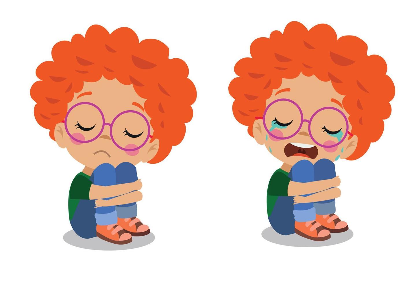 cute sad boy crying and tears vector