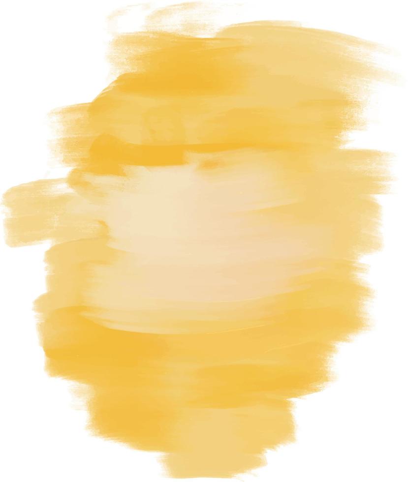 Abstract modern hand painted design with yellow color oil paints brushstroke on transparent background. vector