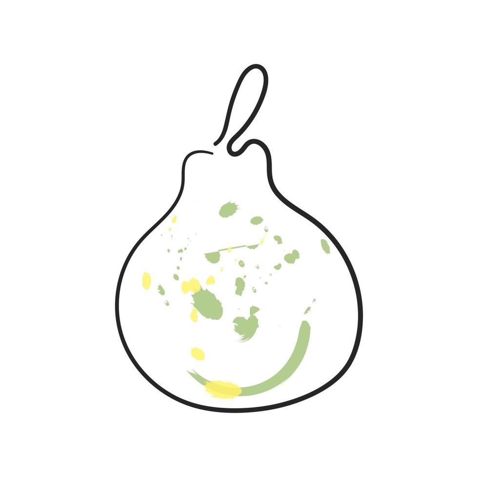 Vector stylized pear. Pear illustration in line art style with decorative spots for decor, print.