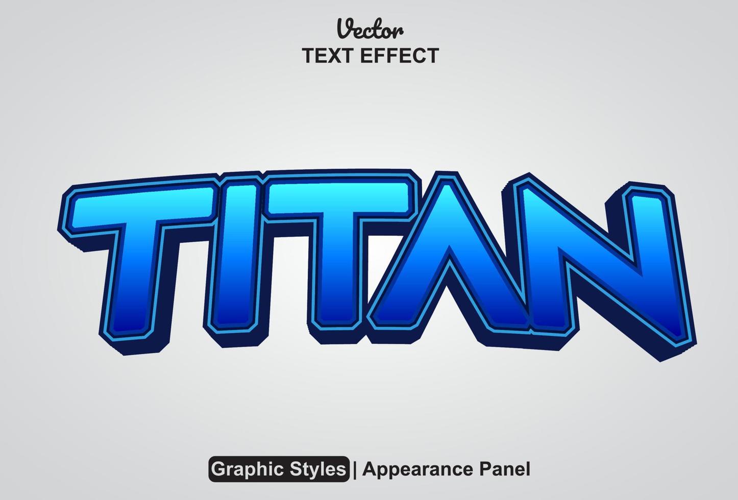 efecto de texto titán con estilo gráfico y editable. vector