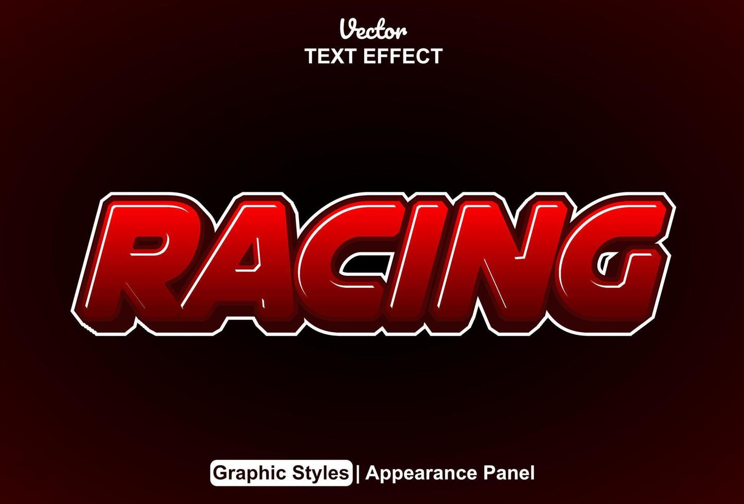 racing text effect with graphic style and editable. vector