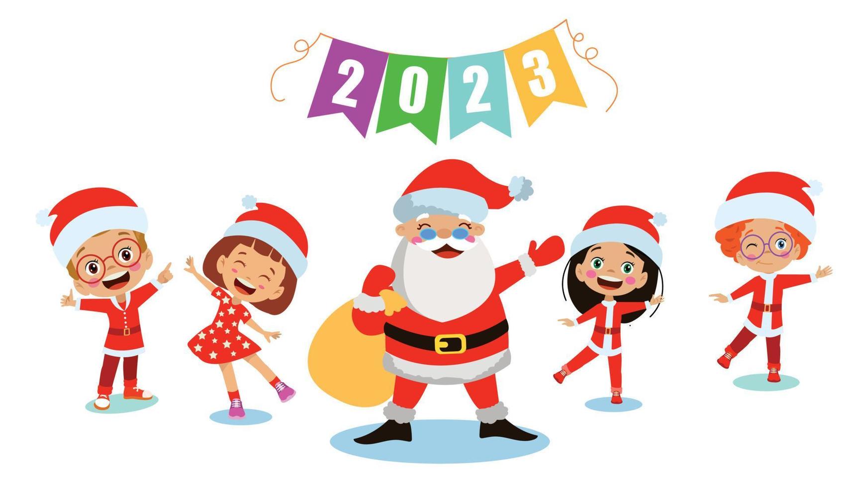 new year and happy kids vector