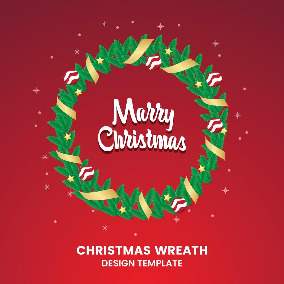 Elegant Circle Christmas Wreath Made of Naturalistic Looking Pine Branches Decorated vector