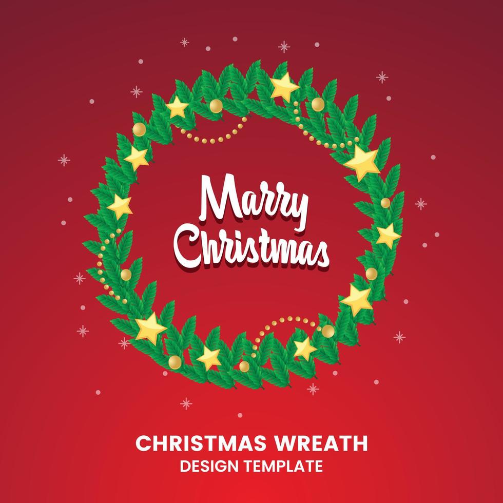 Elegant Circle Christmas Wreath Made of Naturalistic Looking Pine Branches Decorated vector