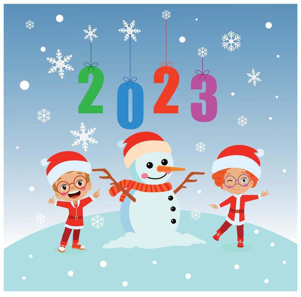 new year and happy kids vector