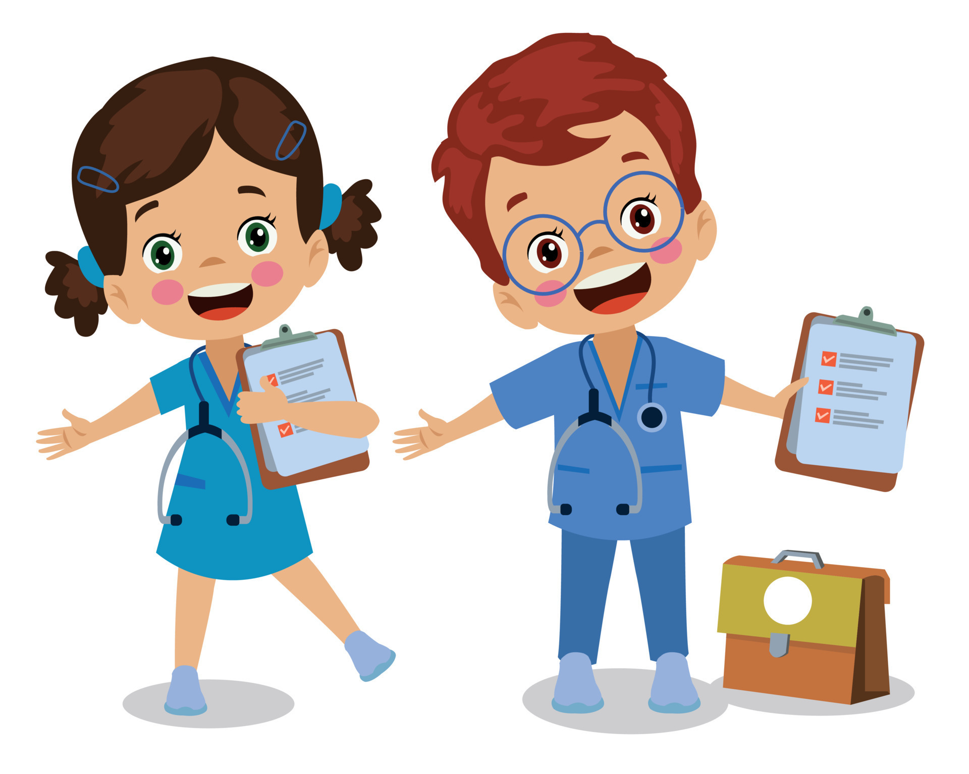 Happy kids wear doctor uniform set 14831134 Vector Art at Vecteezy