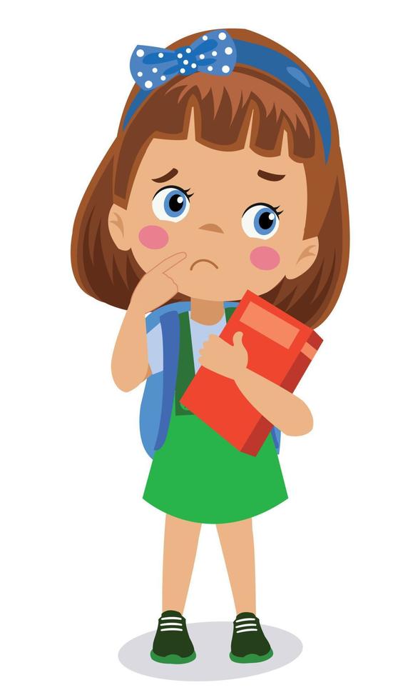 cute boy with thoughtful facial expression vector