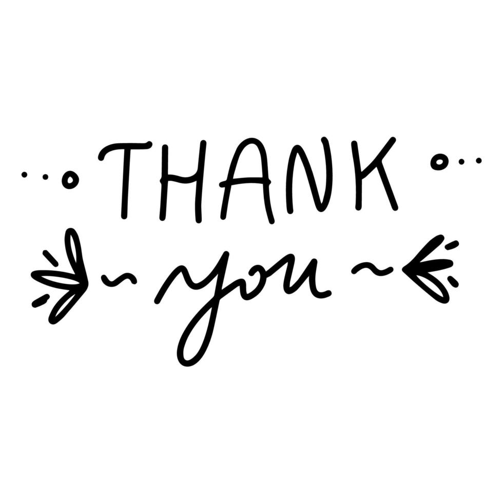 Thank you text on white background. Calligraphy lettering Vector illustration EPS10.