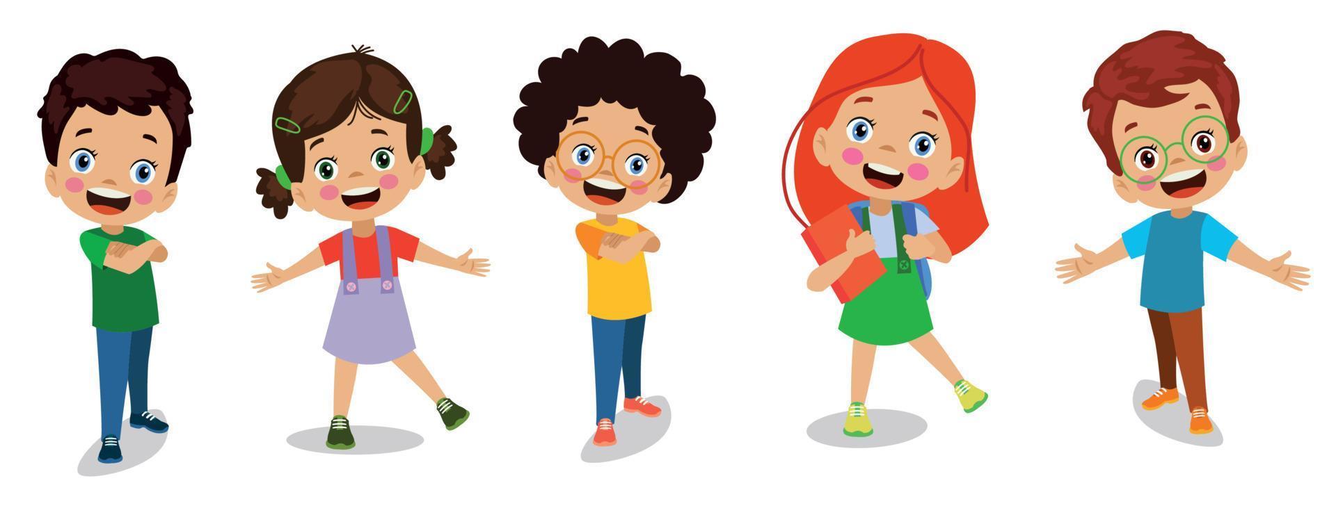 cute happy students vector illustrations