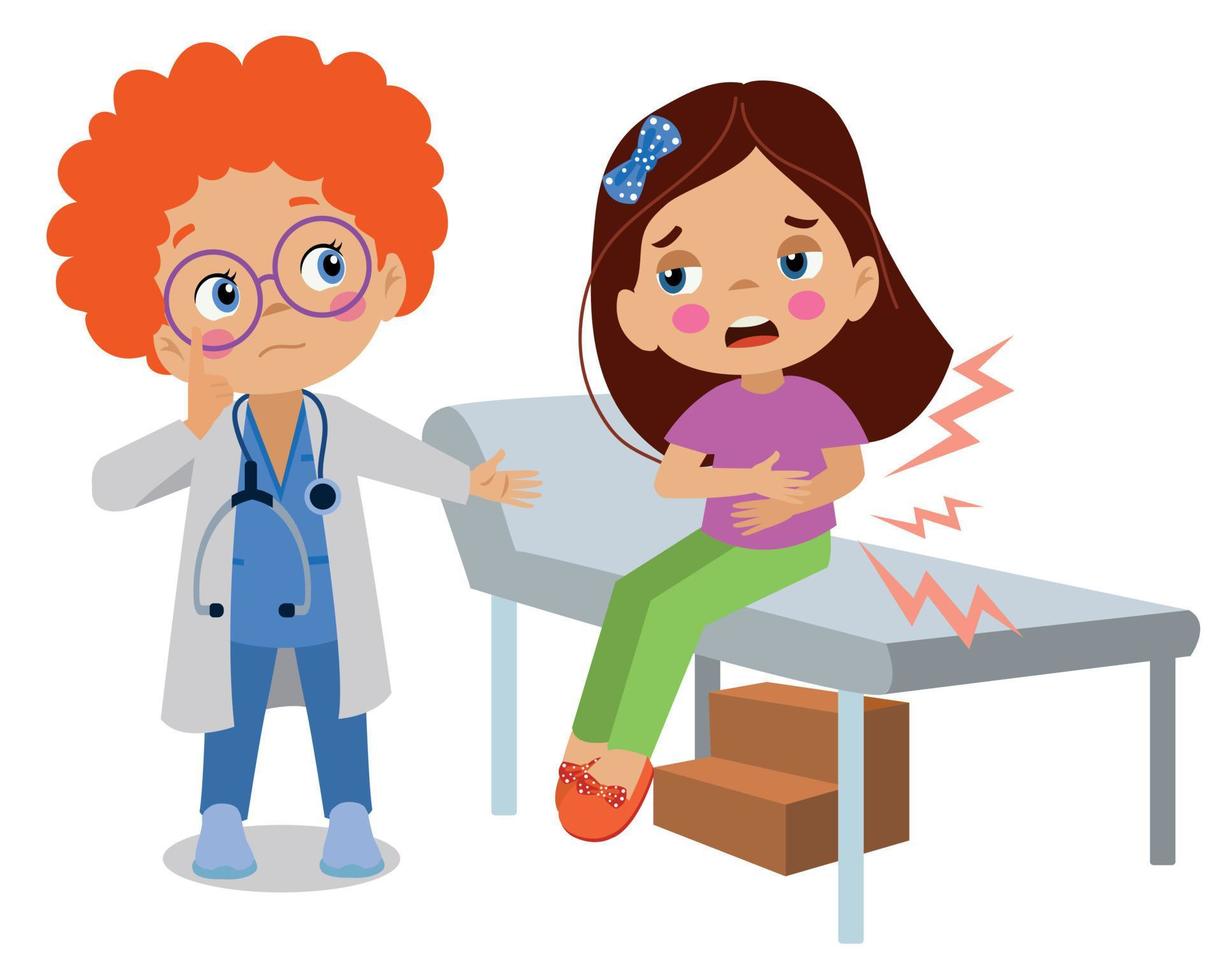 doctor and nurse examining child patient vector