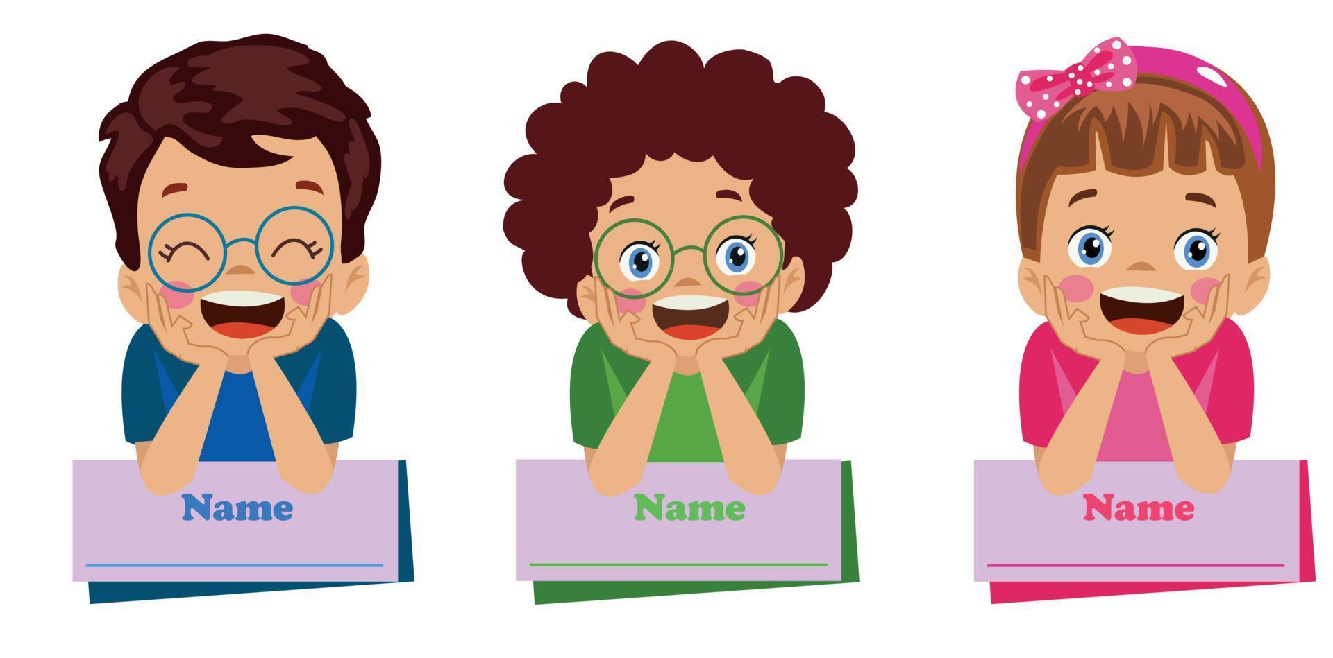 name writing card and cute boy vector