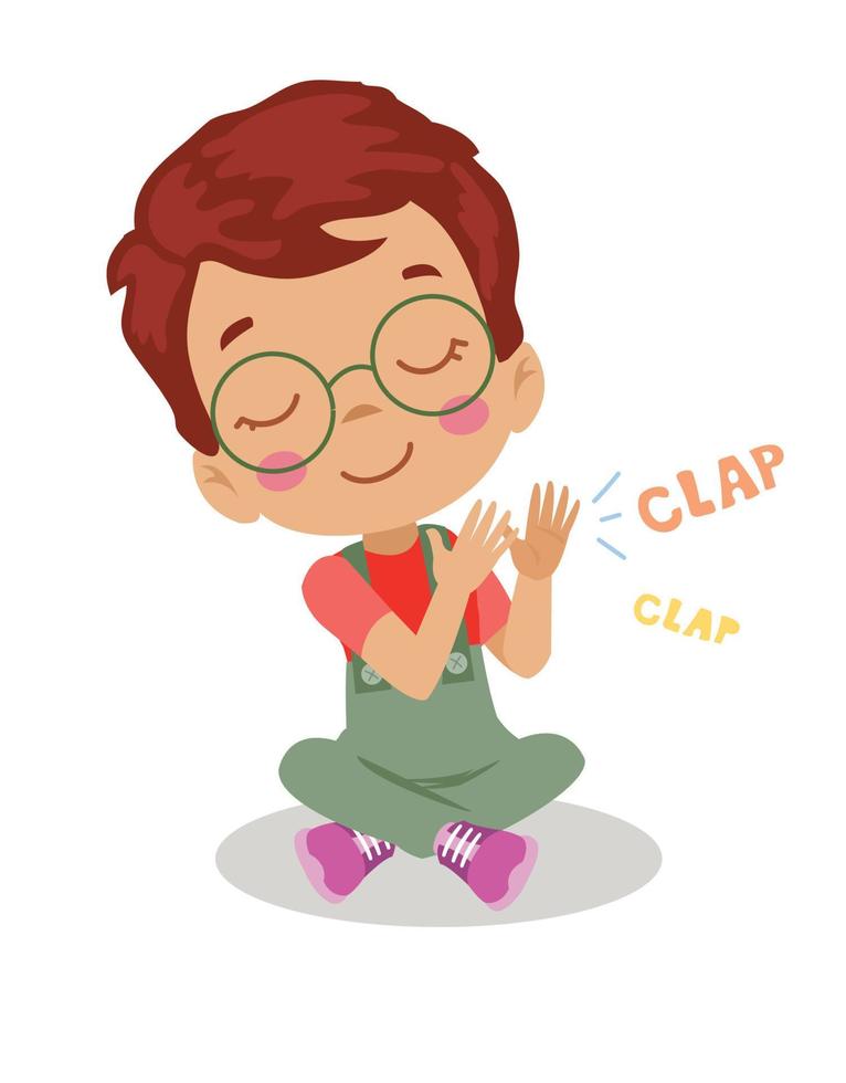 happy cute little boy clapping vector