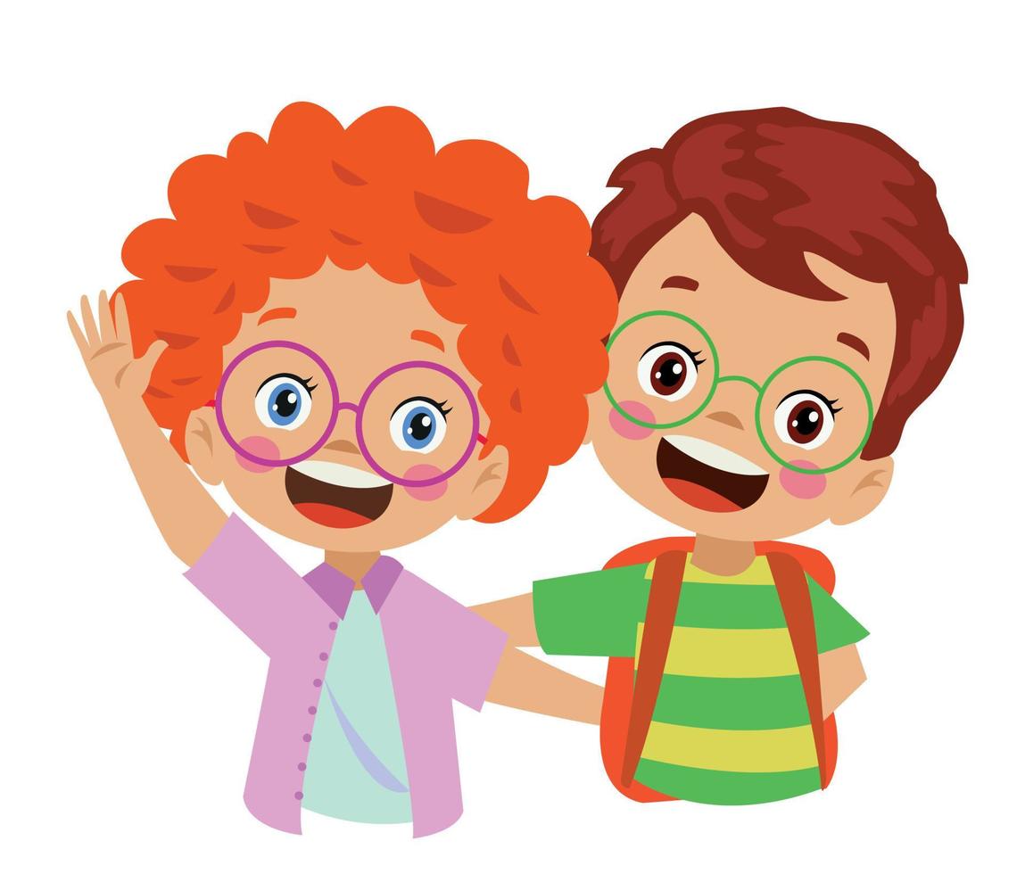 cute sincere happy friend kids vector