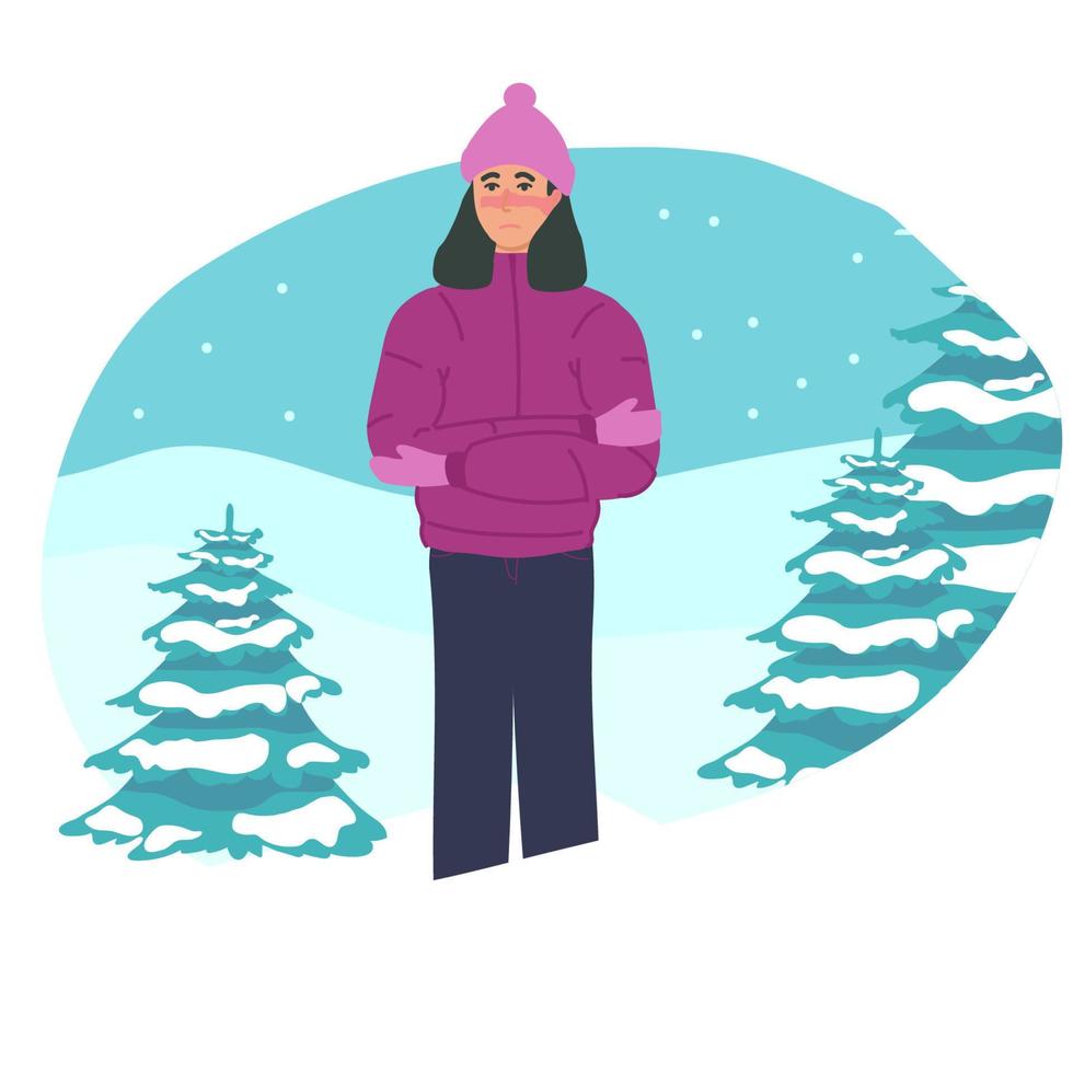 woman froze. Frostbite concept banner. Cartoon illustration of frostbite vector concept banner for web design