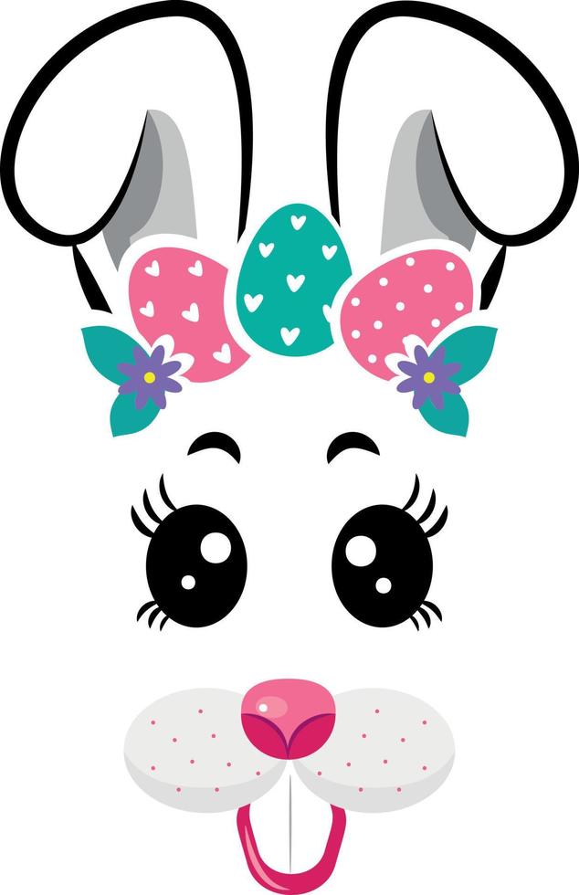 The face of the Easter bunny with a wreath of eggs vector