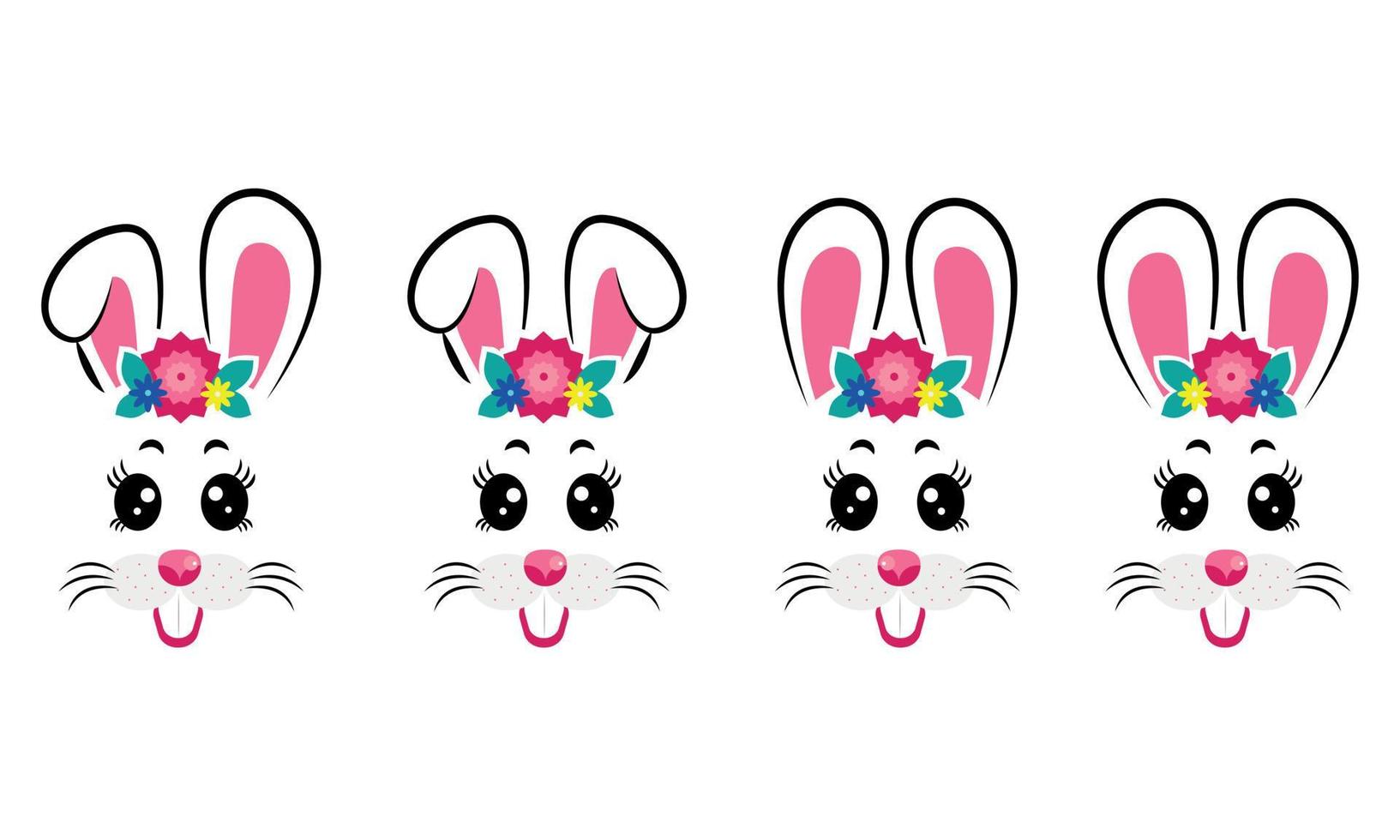 Collection of kawaii Easter bunnies. Easter Bunnies vector