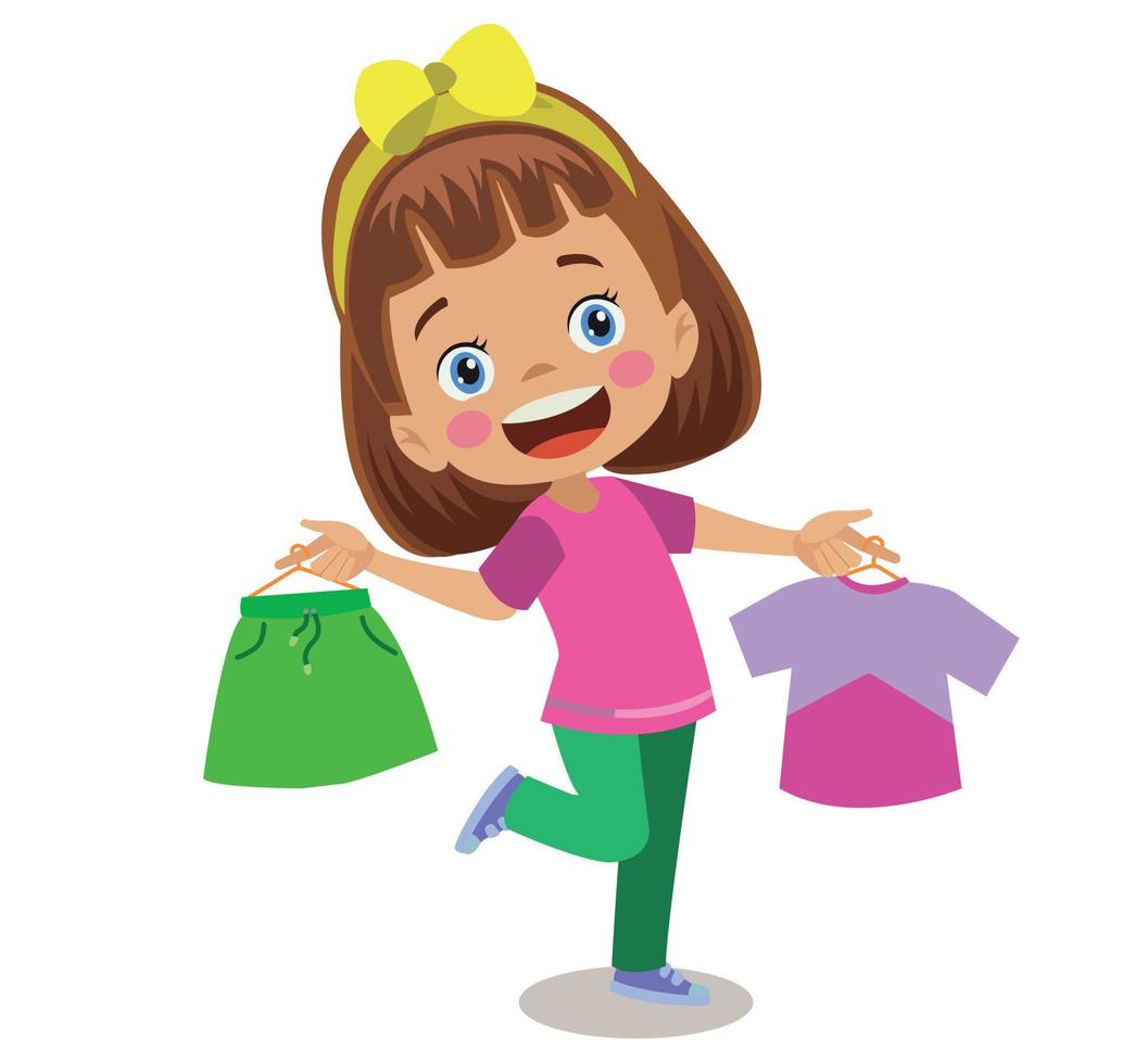 cute happy boy choosing clothes vector