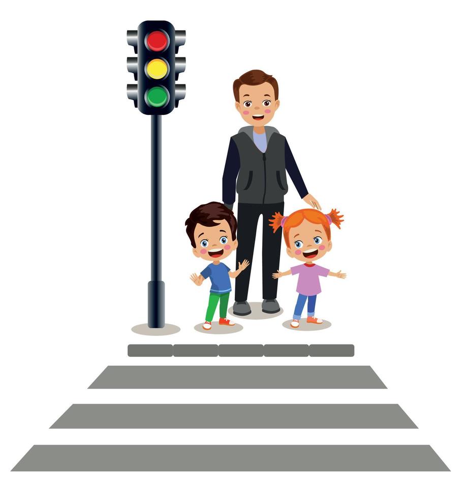 traffic lights pedestrian on the sidewalk vector