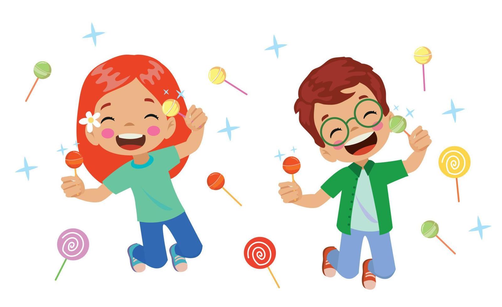 Funny girl holding lolipop Cute cartoon kid with sweet candy vector