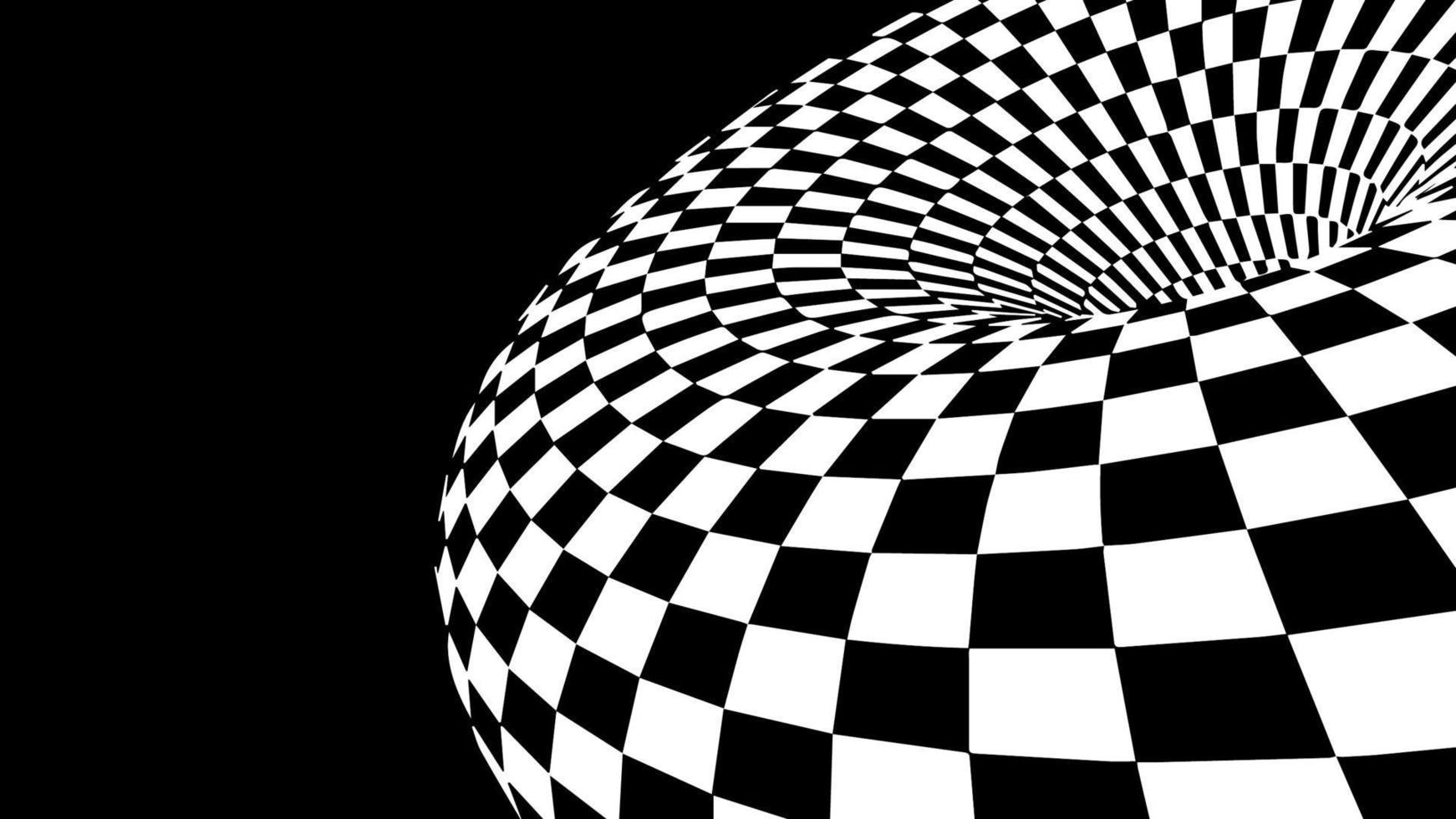 Checkered torus vector illustration EPS 10. Optical illusion vector. Race championship background.