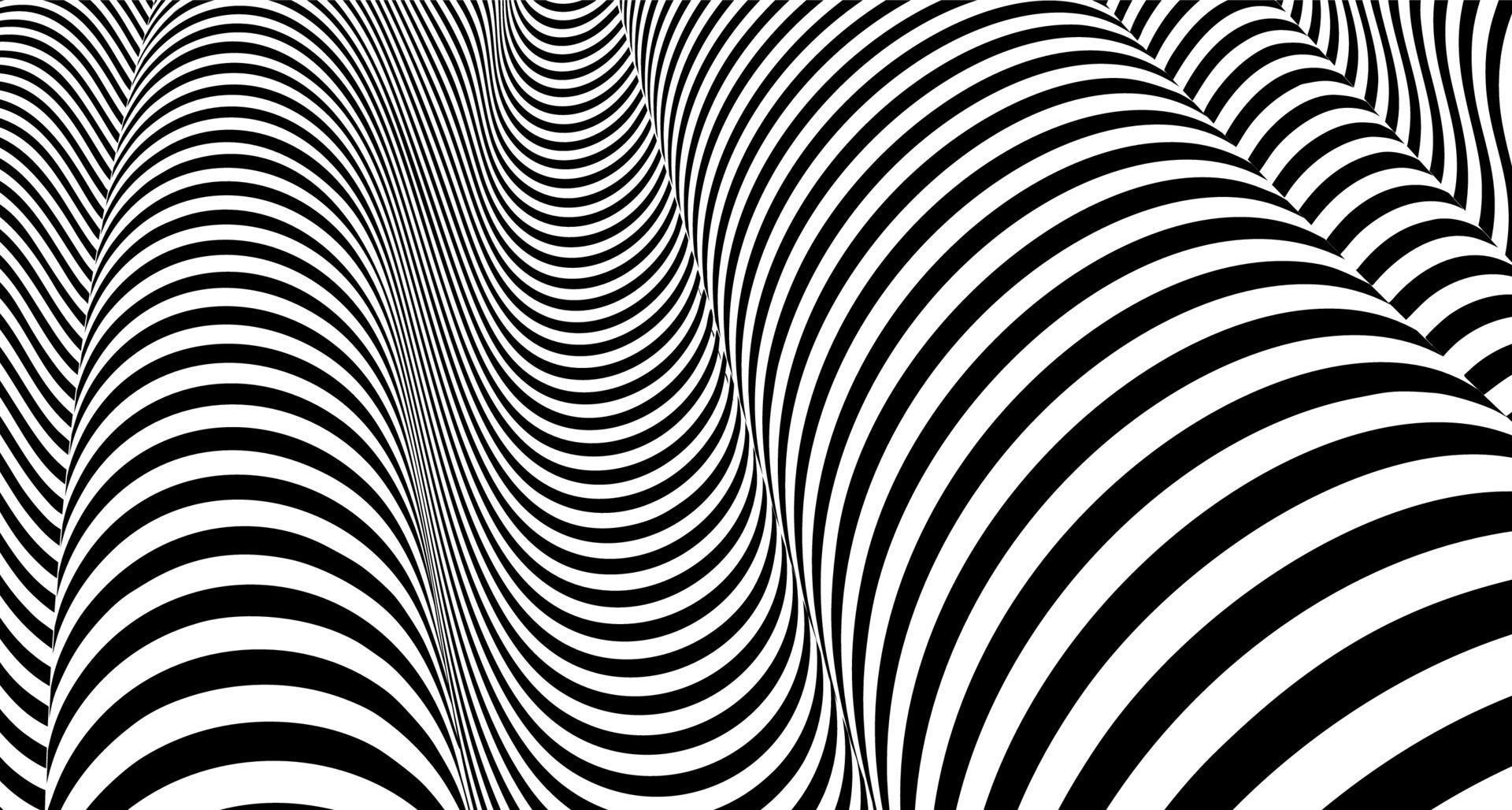 Optical illusion lines background. Abstract 3d black and white