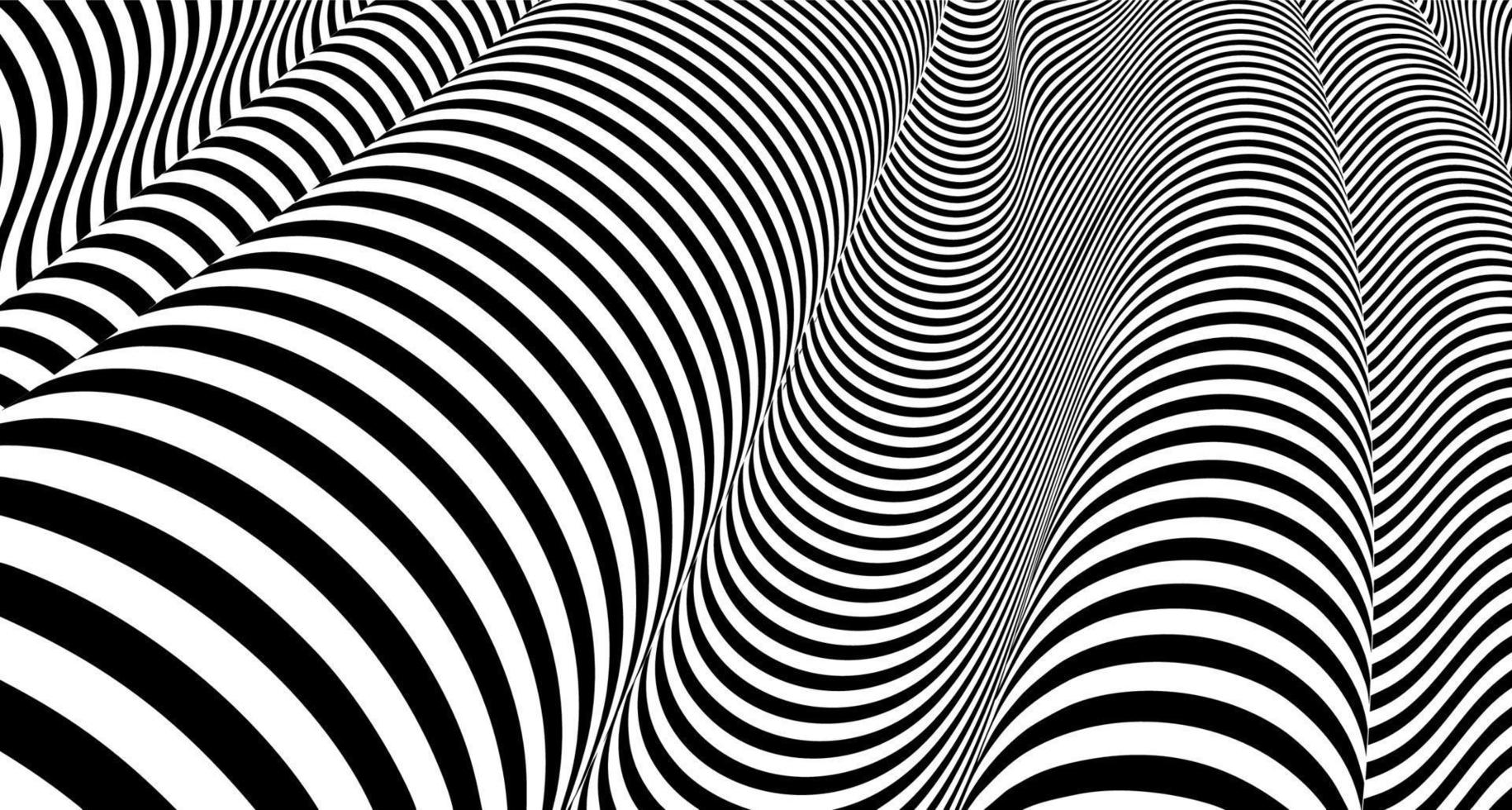 Optical illusion lines background. Abstract 3d black and white illusions. Conceptual design of optical illusion vector. EPS 10 Vector illustration