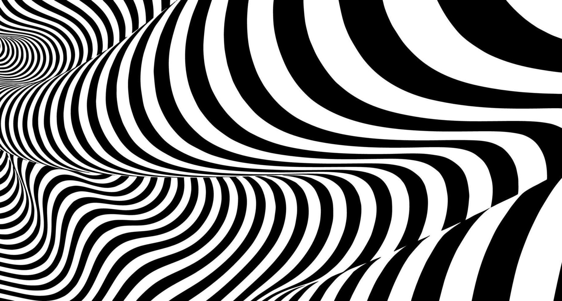 Optical illusion lines background. Abstract 3d black and white illusions. Conceptual design of optical illusion vector. EPS 10 Vector illustration