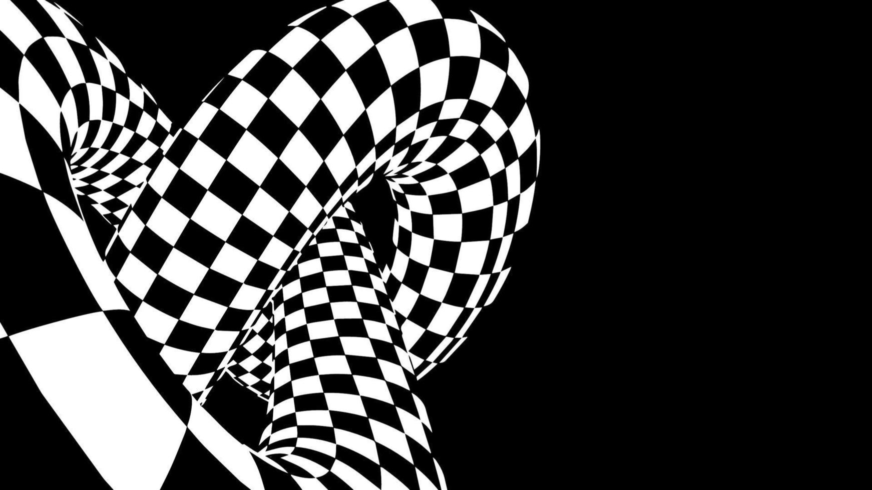 Checkered torus vector illustration EPS 10. Optical illusion vector. Race championship background.